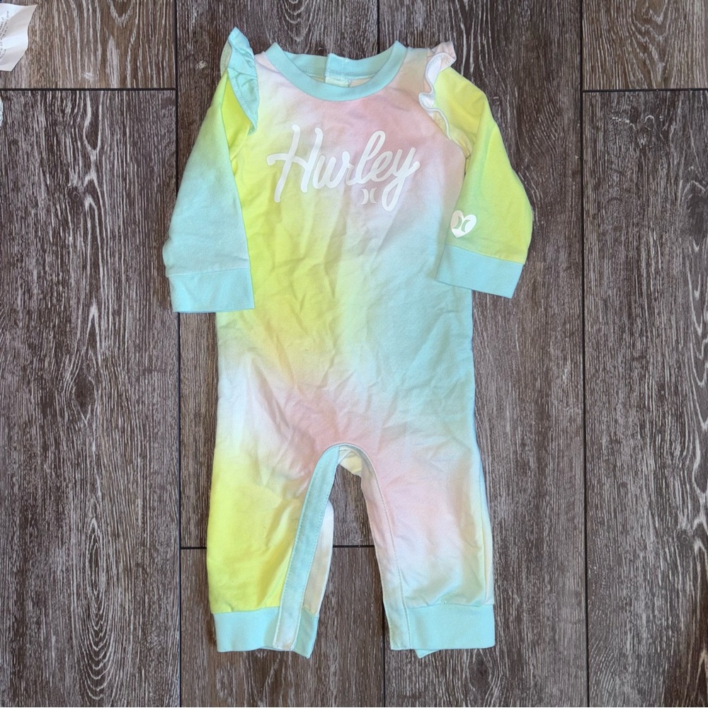 Hurley Tie Dye Ruffle Sleeve Romper.